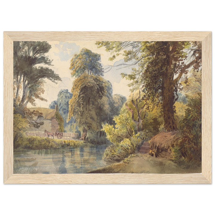 Vintage Wooded Landscape with Pond Framed Art