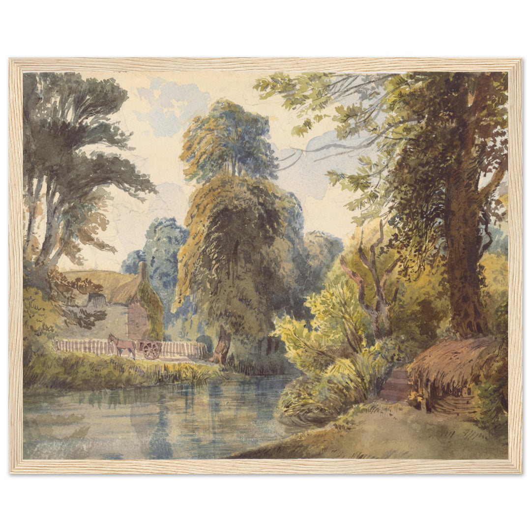 Vintage Wooded Landscape with Pond Framed Art