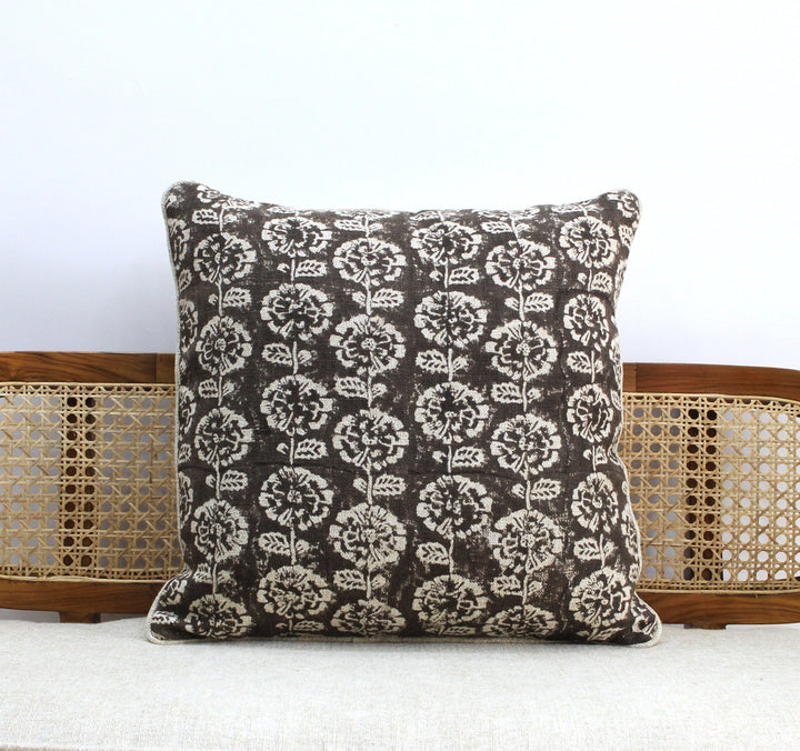 Amina Linen Block Print Pillow Cover