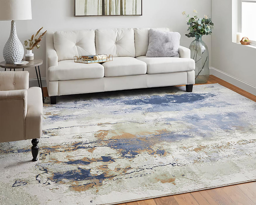 Clio Blue Abstract Area Rug