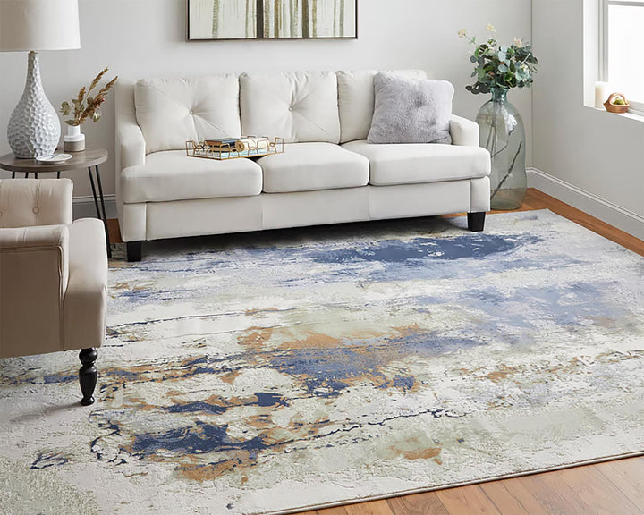 Clio Blue Abstract Area Rug