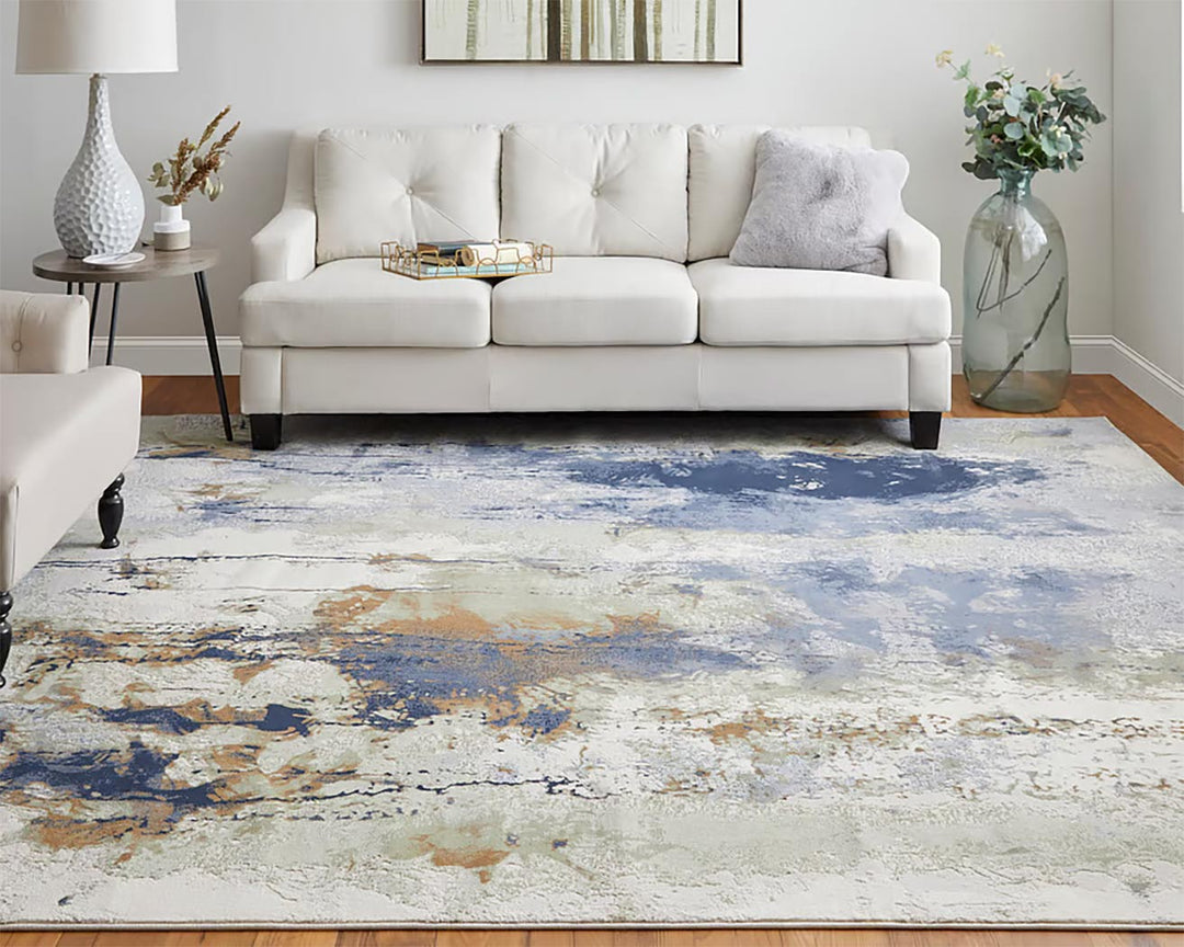 Clio Blue Abstract Area Rug