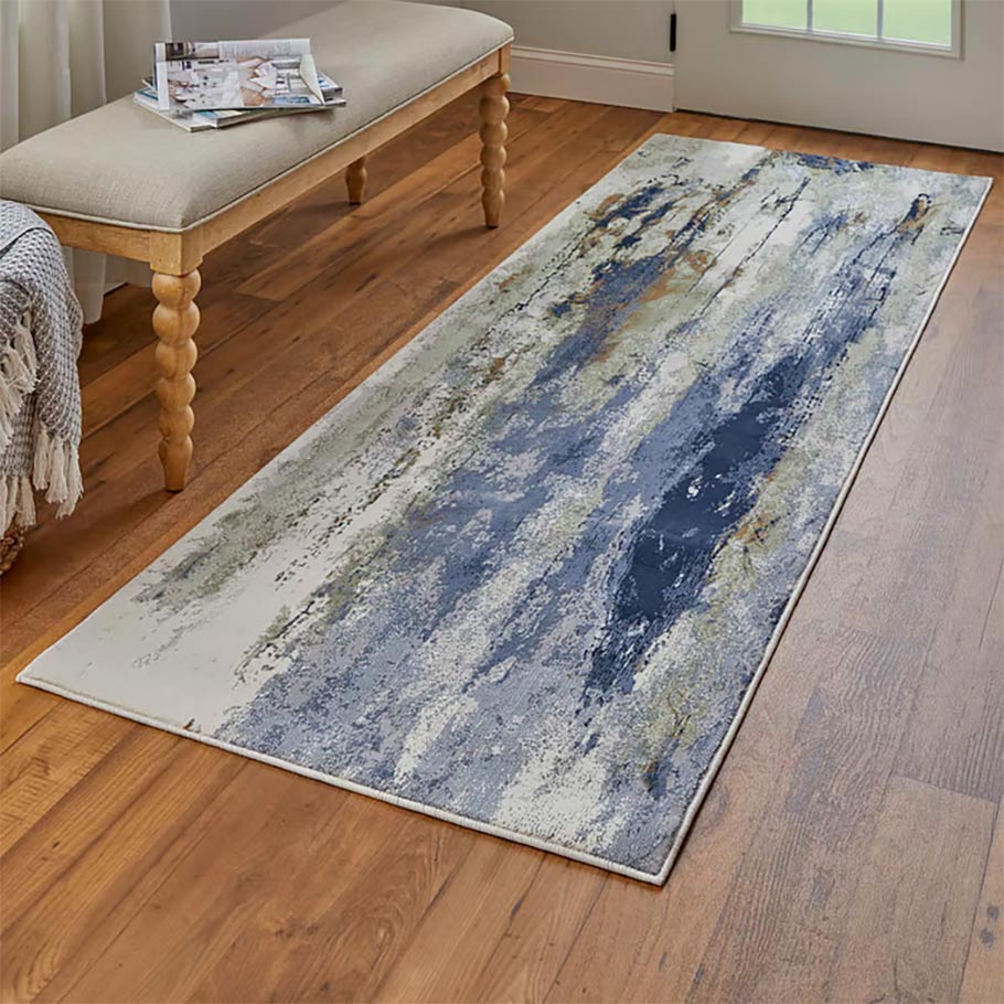 Clio Blue Abstract Area Rug