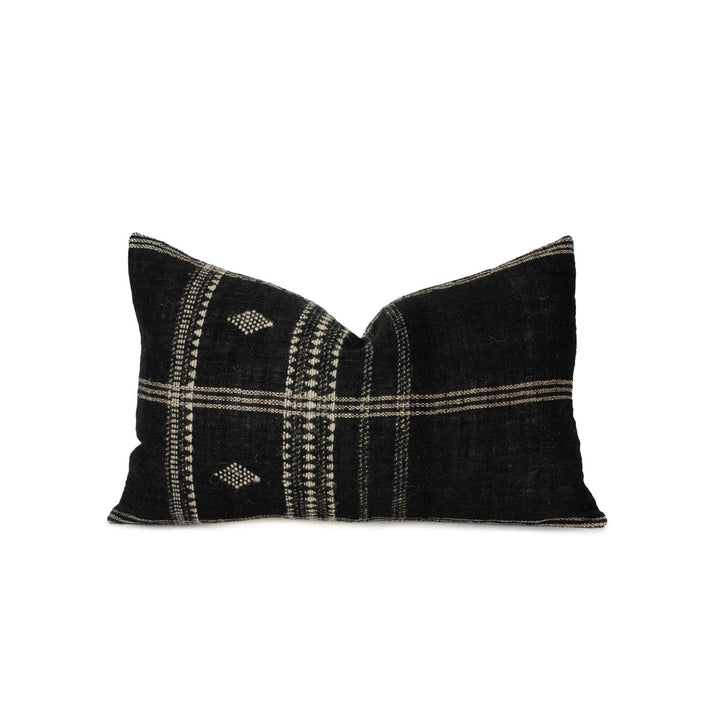 Diya Wool Lumbar Pillow Cover Black