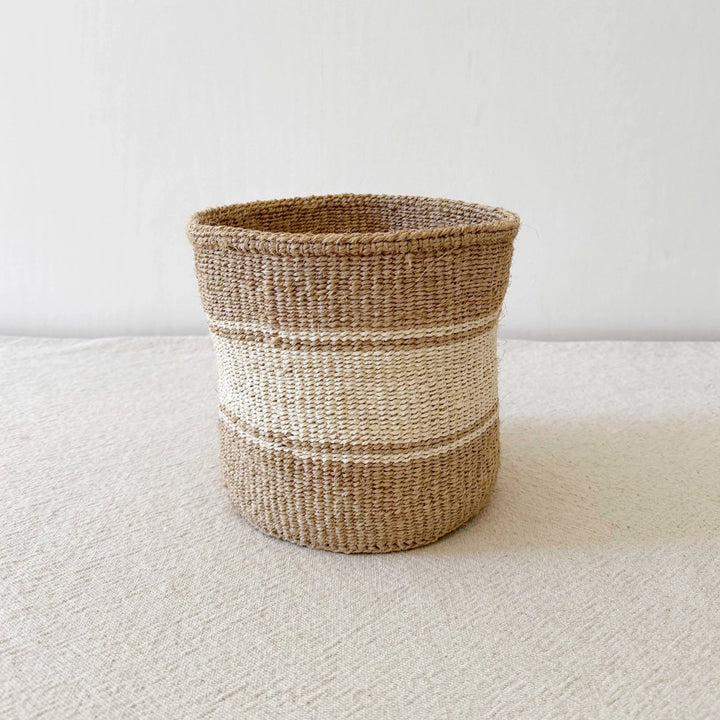Striped Sand Woven Basket