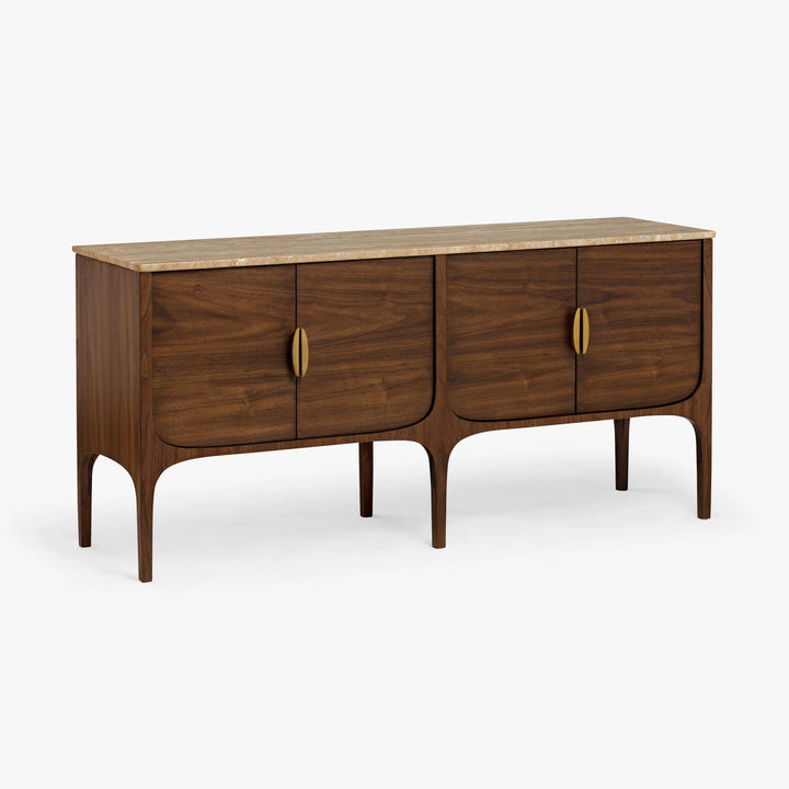 Fontaine Walnut and Travertine Buffet