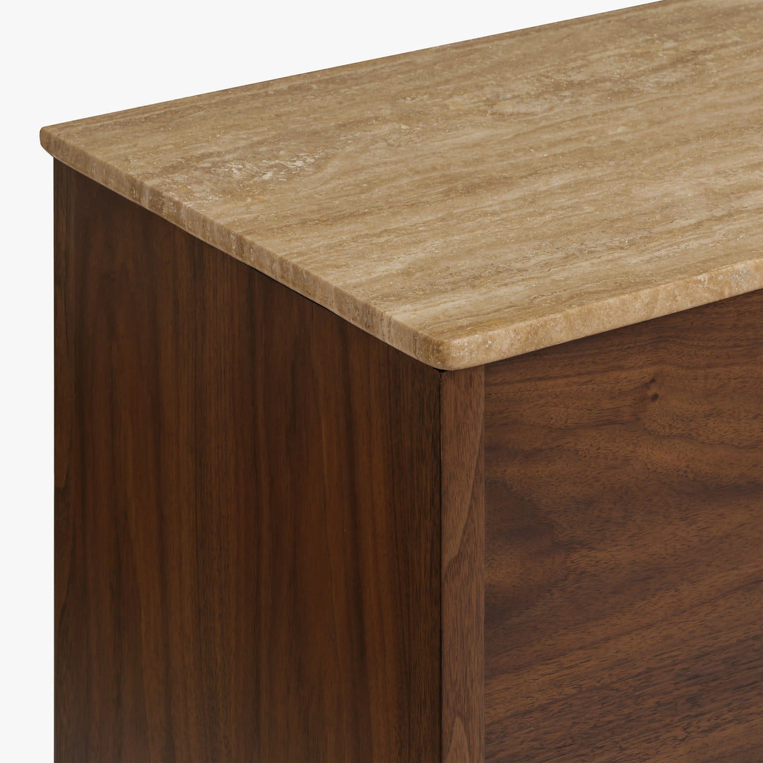 Fontaine Walnut and Travertine Buffet