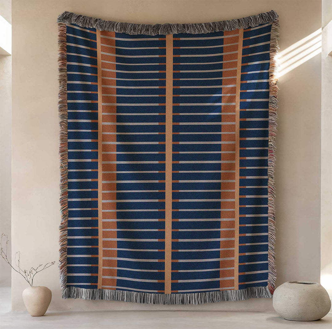 Horizon Geometric Woven Blanket