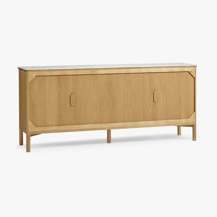 Oak Reeded 4 Door Buffet Credenza