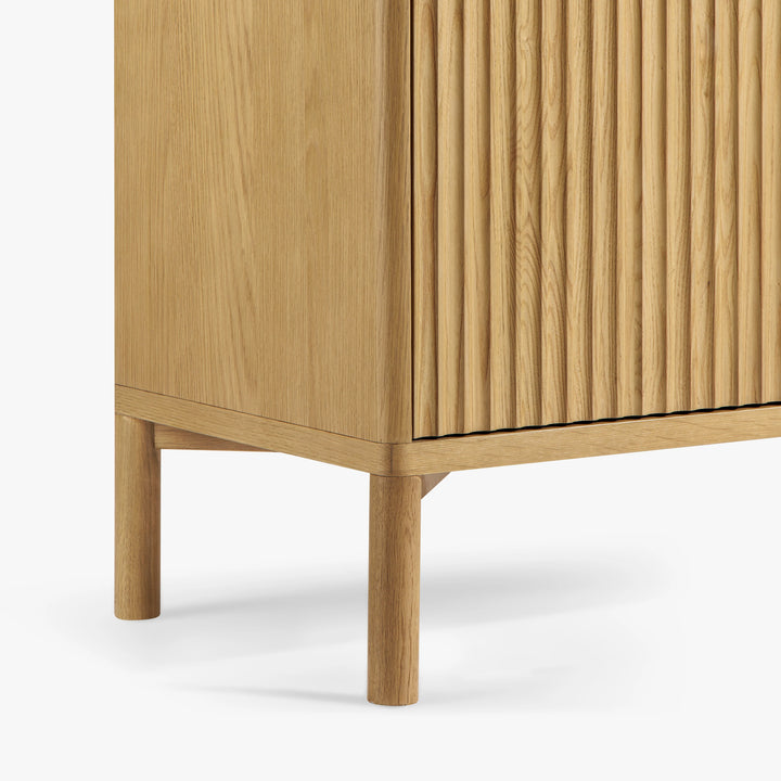 Oak Reeded 4 Door Buffet Credenza