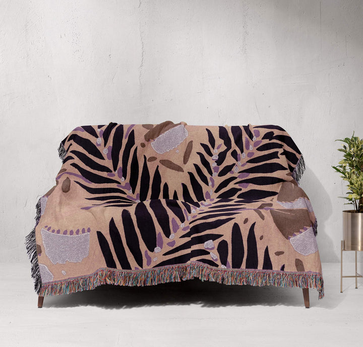 Rustic Floral Woven Throw Blanket