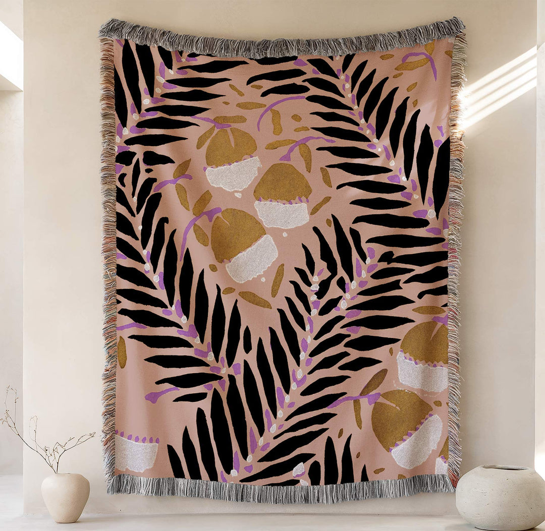 Rustic Floral Woven Throw Blanket