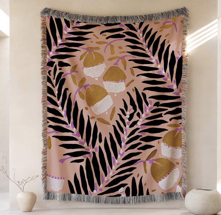 Rustic Floral Woven Throw Blanket