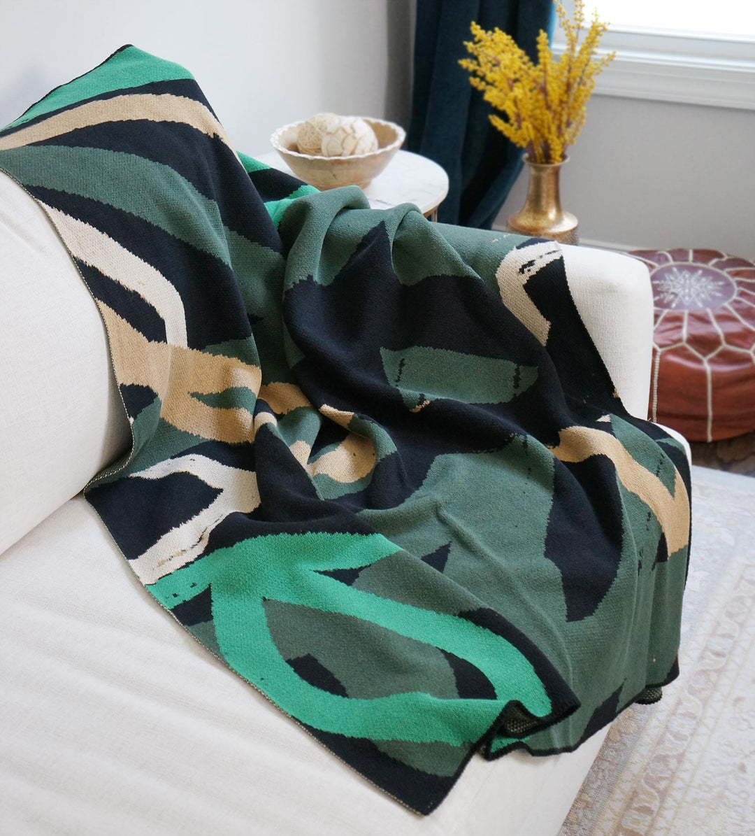 Abstract Verde Knit Blanket