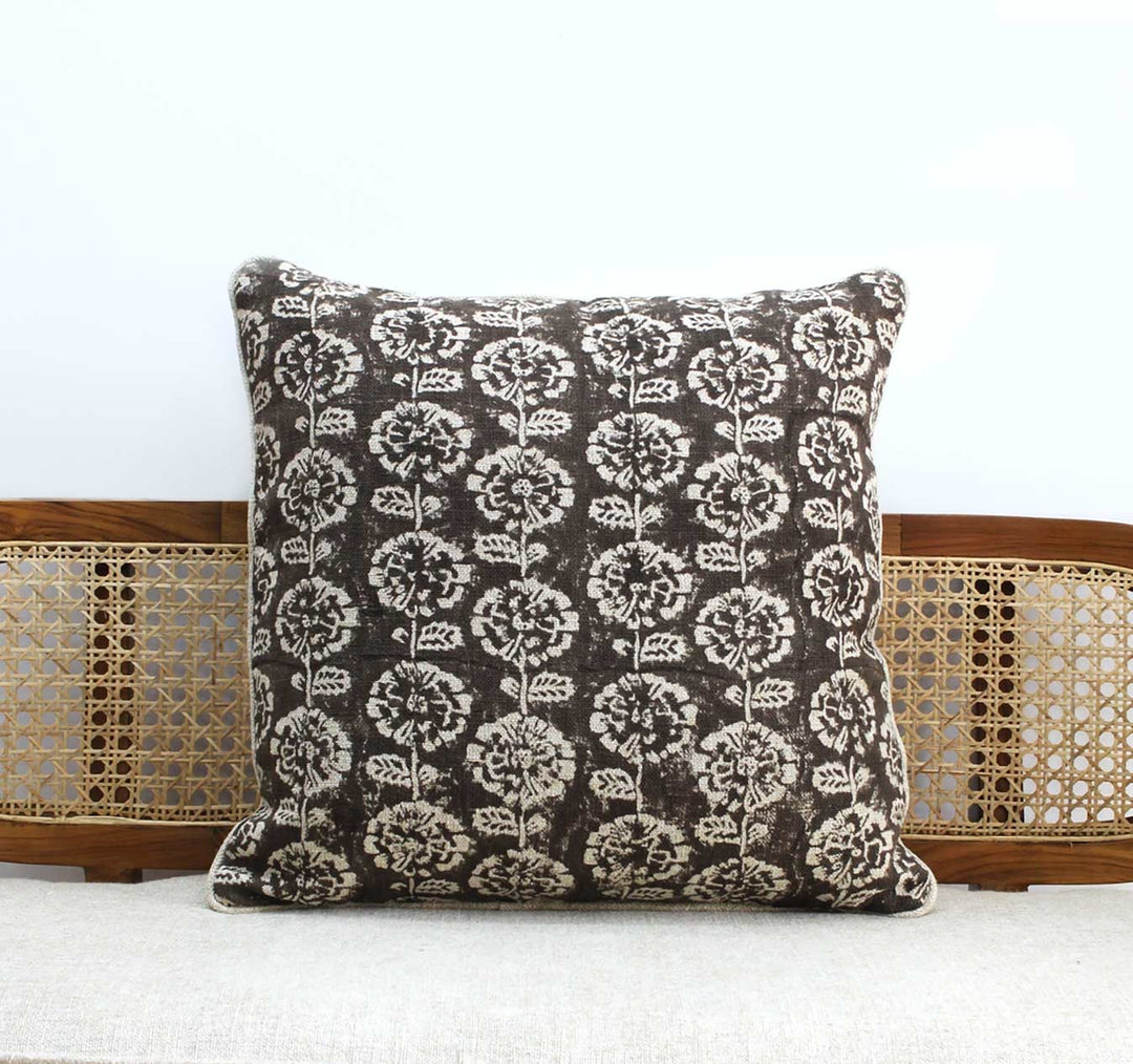 Amina Linen Block Print Pillow Cover