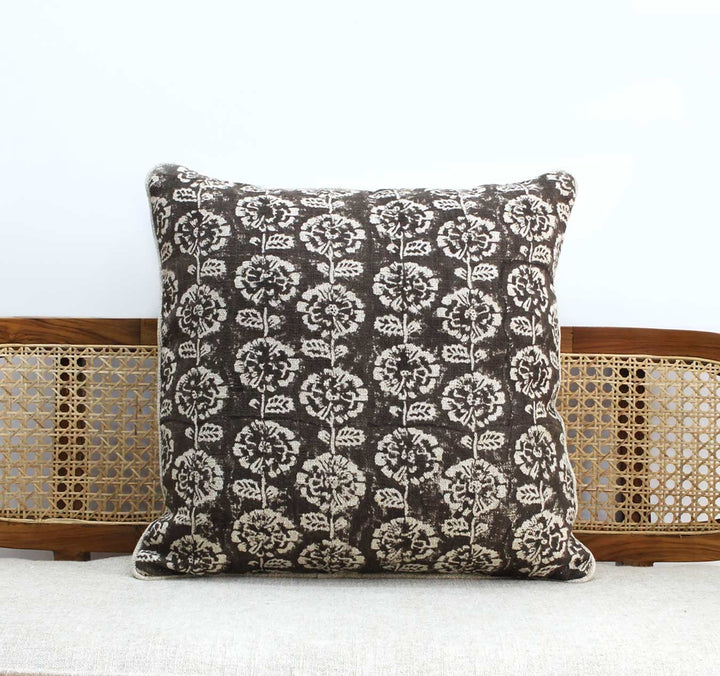 Amina Linen Block Print Pillow Cover