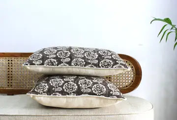 Amina Linen Block Print Pillow Cover