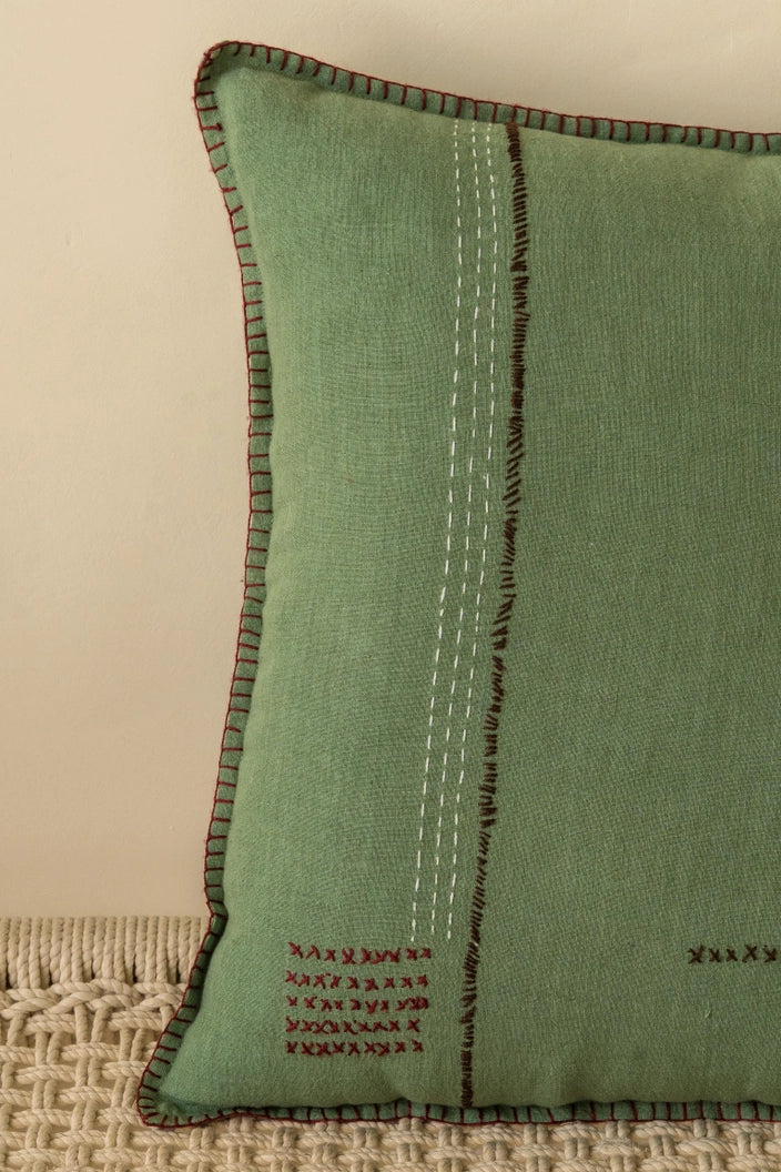 Atelier Embroidered Linen Pillow Cover