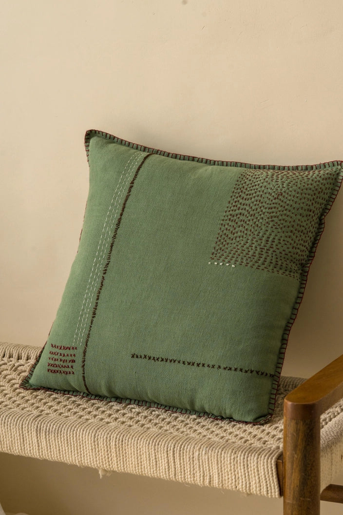 Atelier Embroidered Linen Pillow Cover