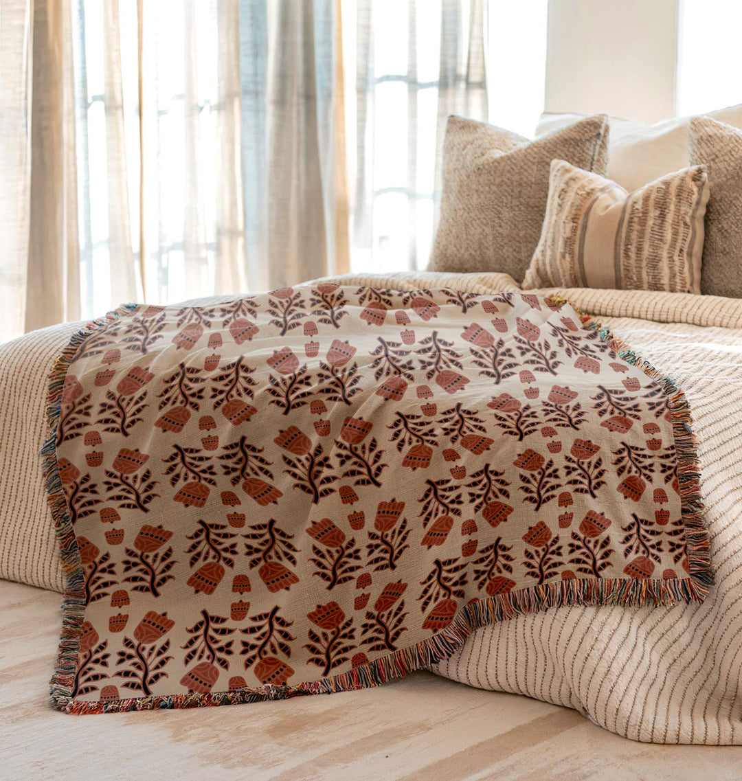 Priya Floral Woven Blanket