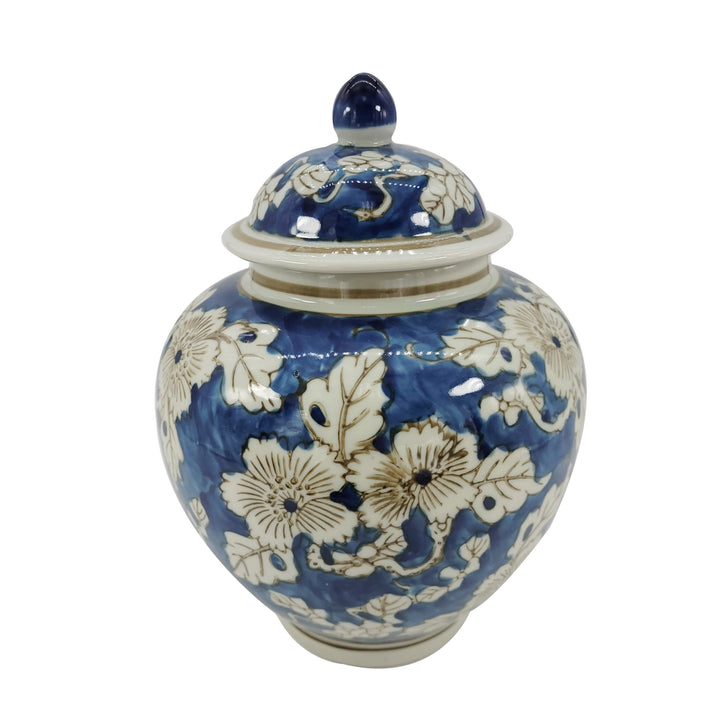 Blue And White Floral Ceramic Jar