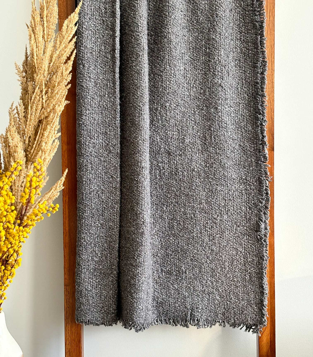 Fringed Boucle Throw Blanket