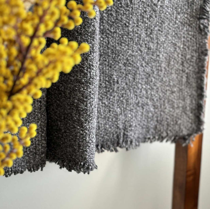 Fringed Boucle Throw Blanket