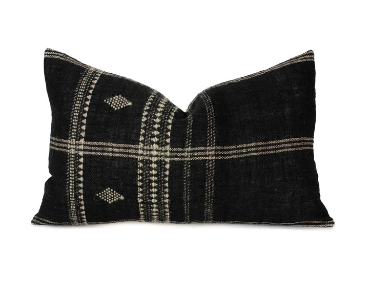 Diya Wool Lumbar Pillow Cover Black