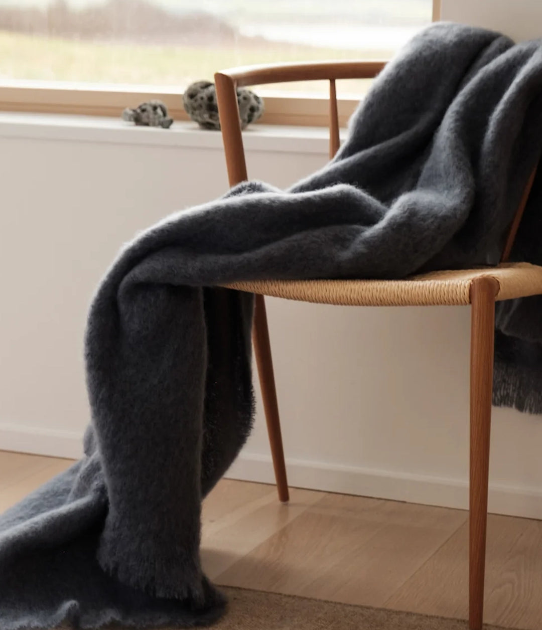 Midnight Navy Mohair Throw