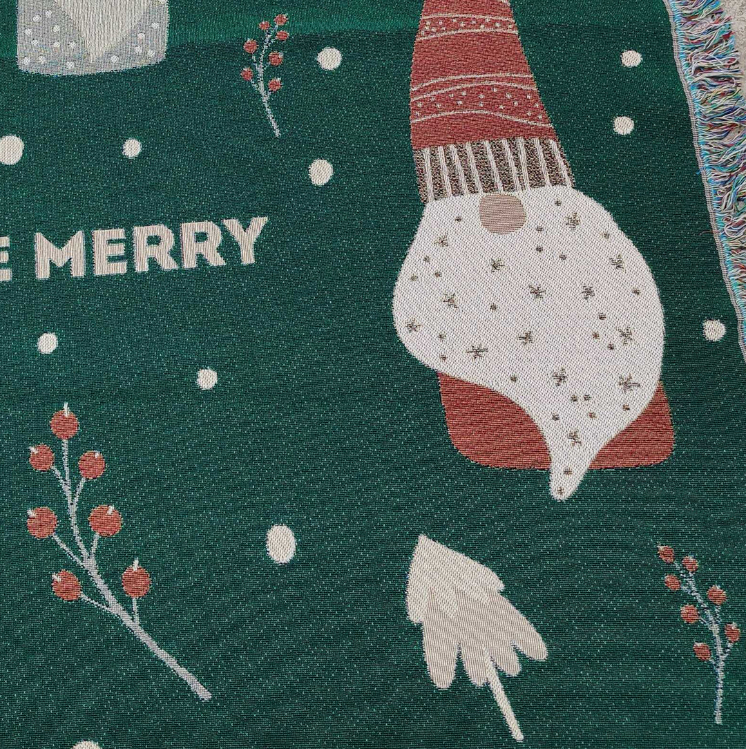 Be Merry Gnomes Woven Throw Blanket