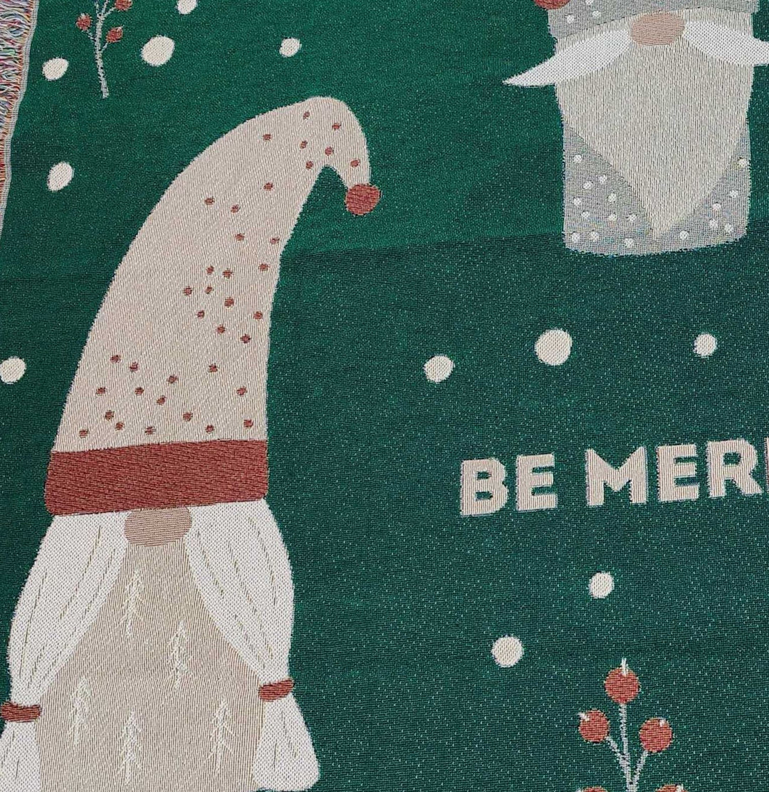 Be Merry Gnomes Woven Throw Blanket