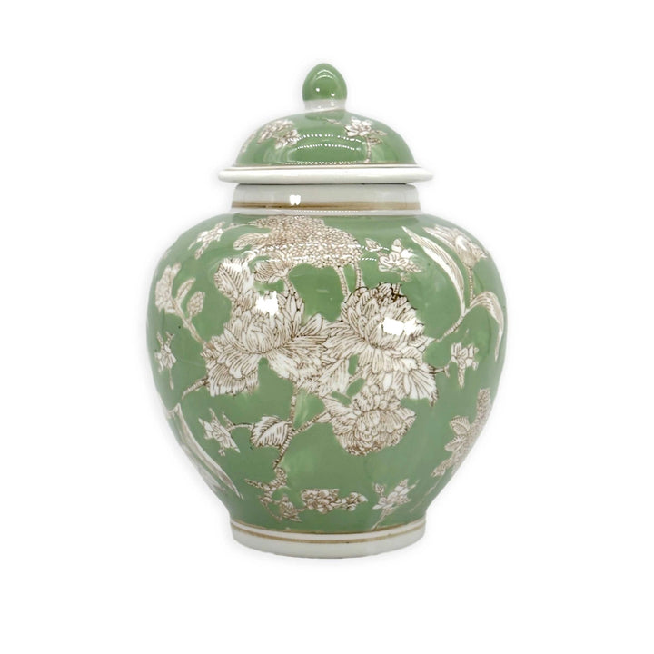 Green Floral Ceramic Jar