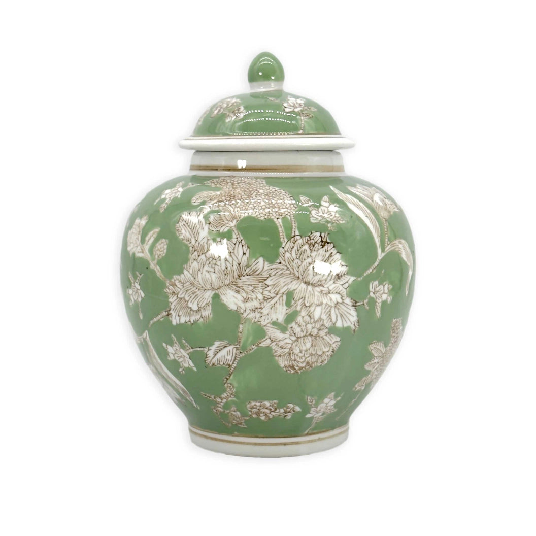 Green Floral Ceramic Jar