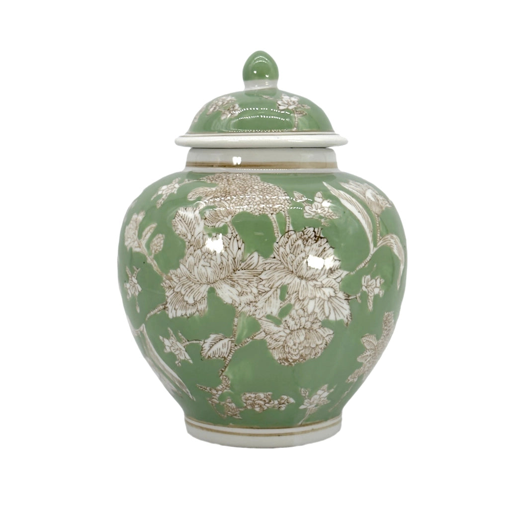 Green Floral Ceramic Jar