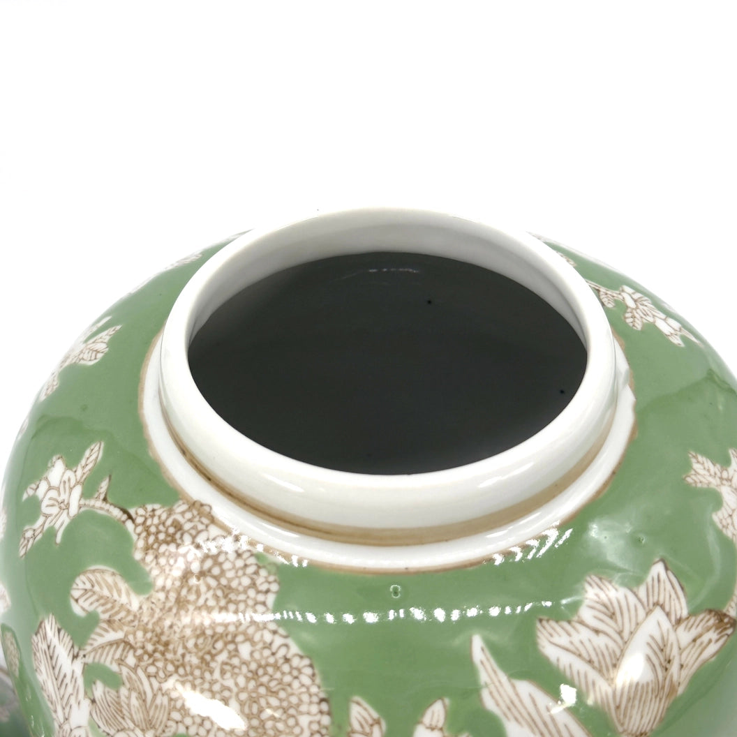 Green Floral Ceramic Jar