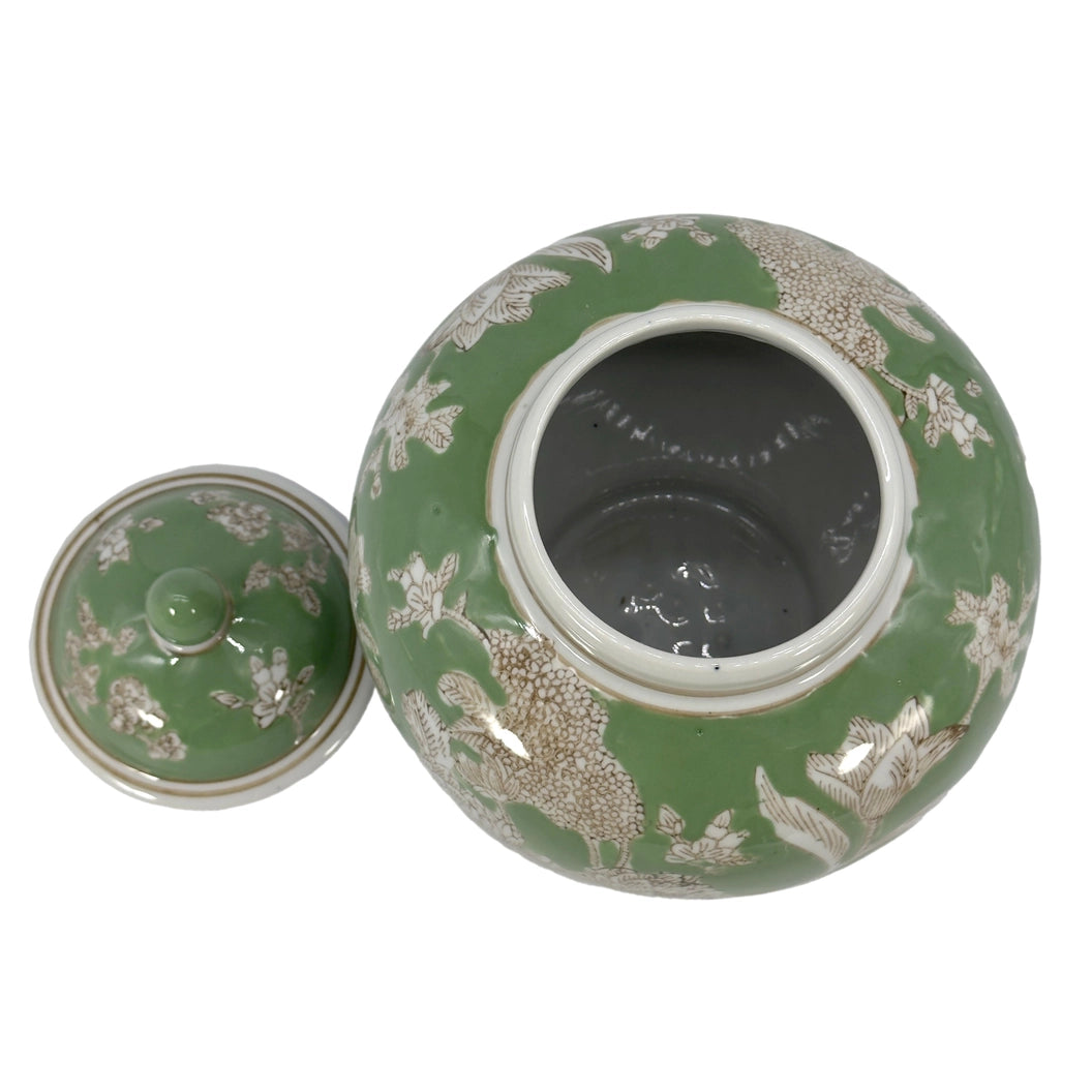 Green Floral Ceramic Jar