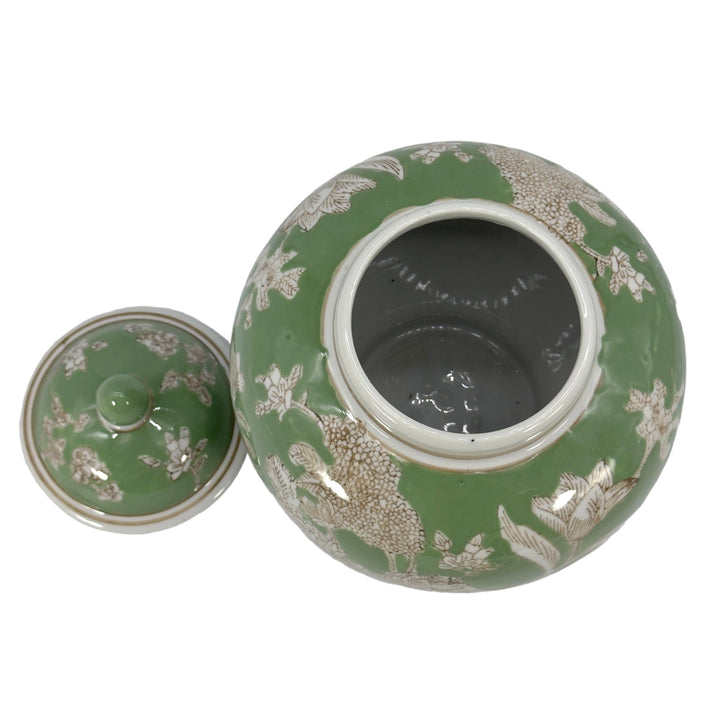 Green Floral Ceramic Jar