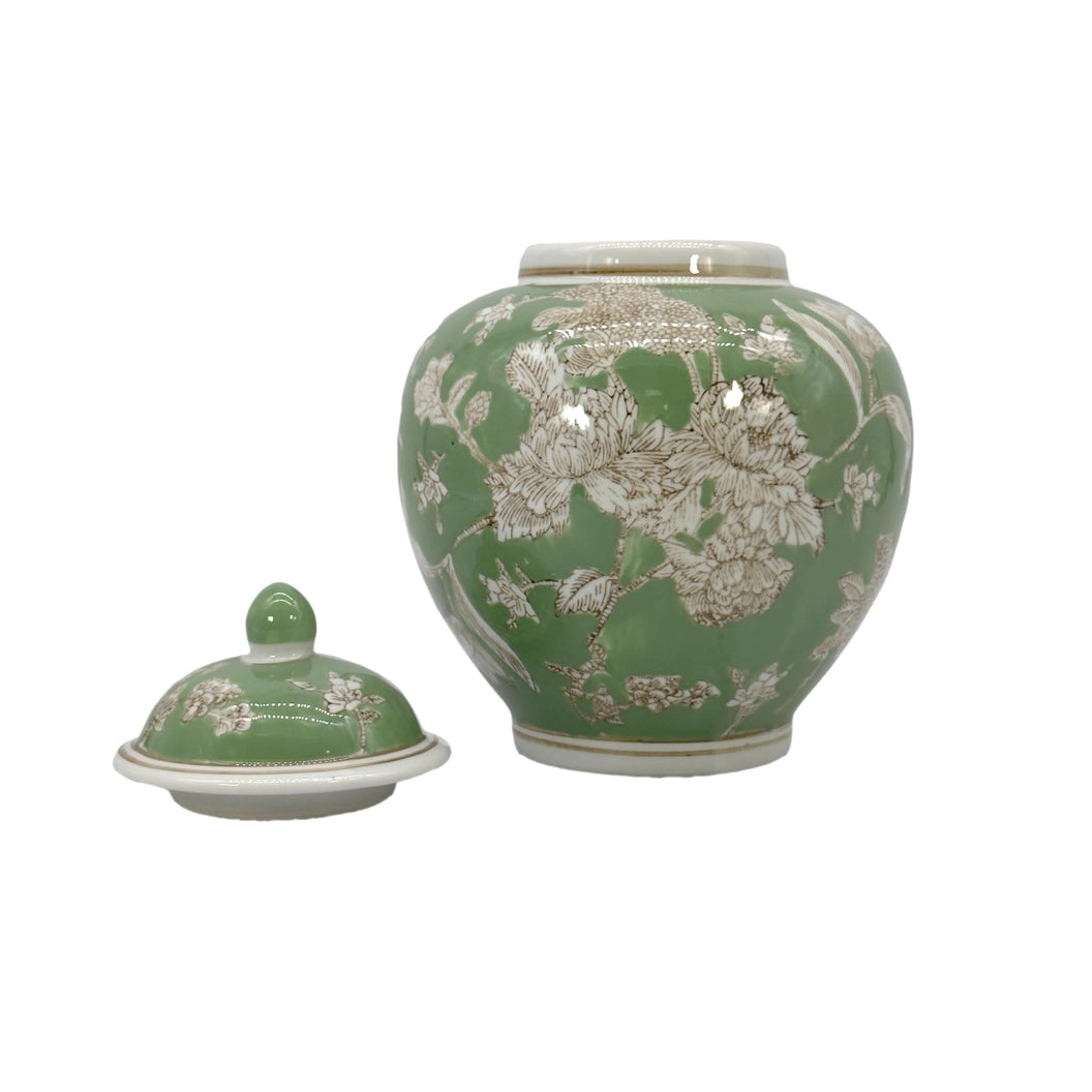 Green Floral Ceramic Jar