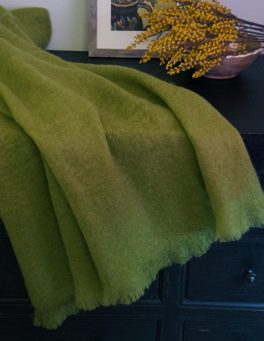 Golden Moss Mohair Throw