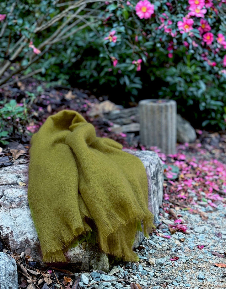 Golden Moss Mohair Throw