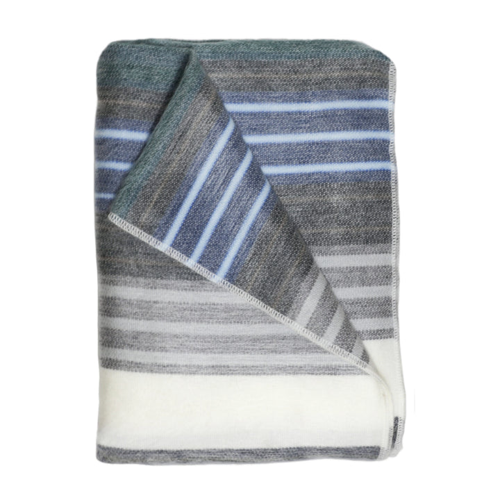 Grey Blue Striped Alpaca Throw Blanket