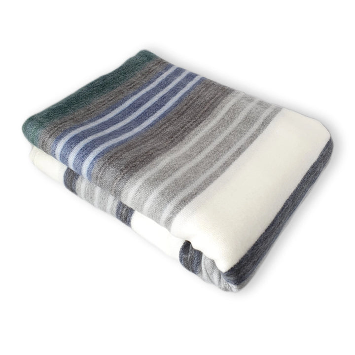 Grey Blue Striped Alpaca Throw Blanket