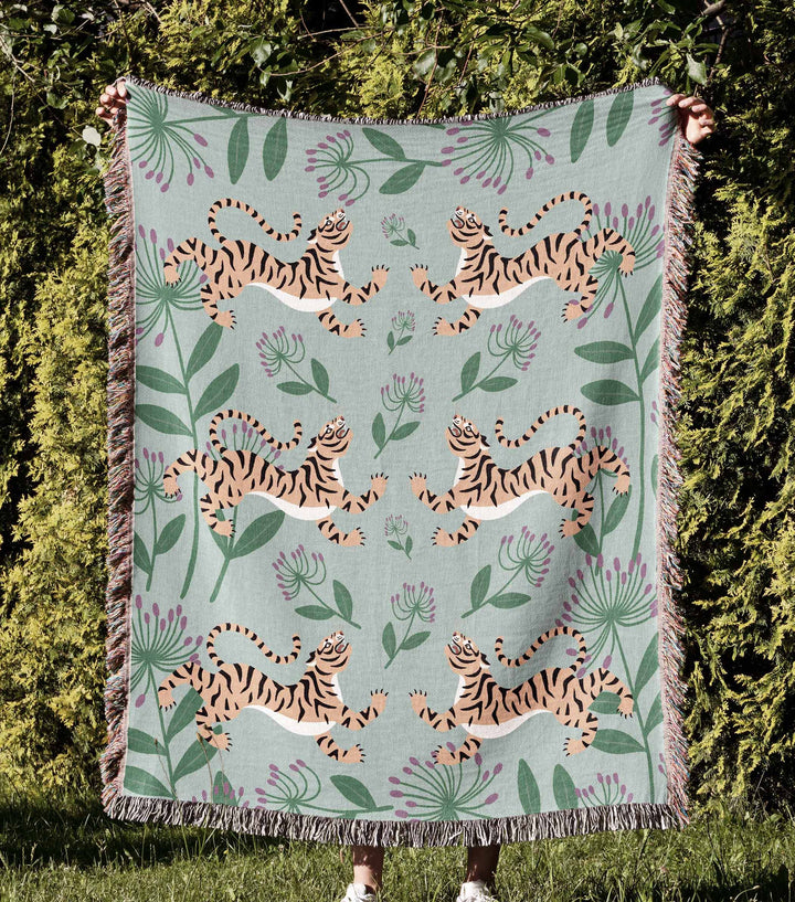 Tigers In The Jungle Woven Throw Blanket