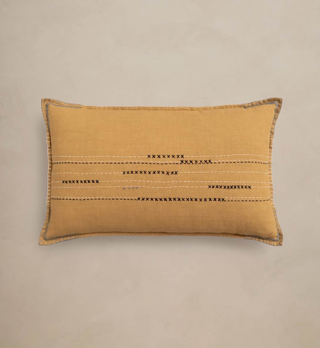 Meadow Mustard Linen Pillow Cover