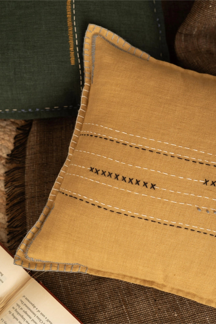 Meadow Mustard Linen Pillow Cover