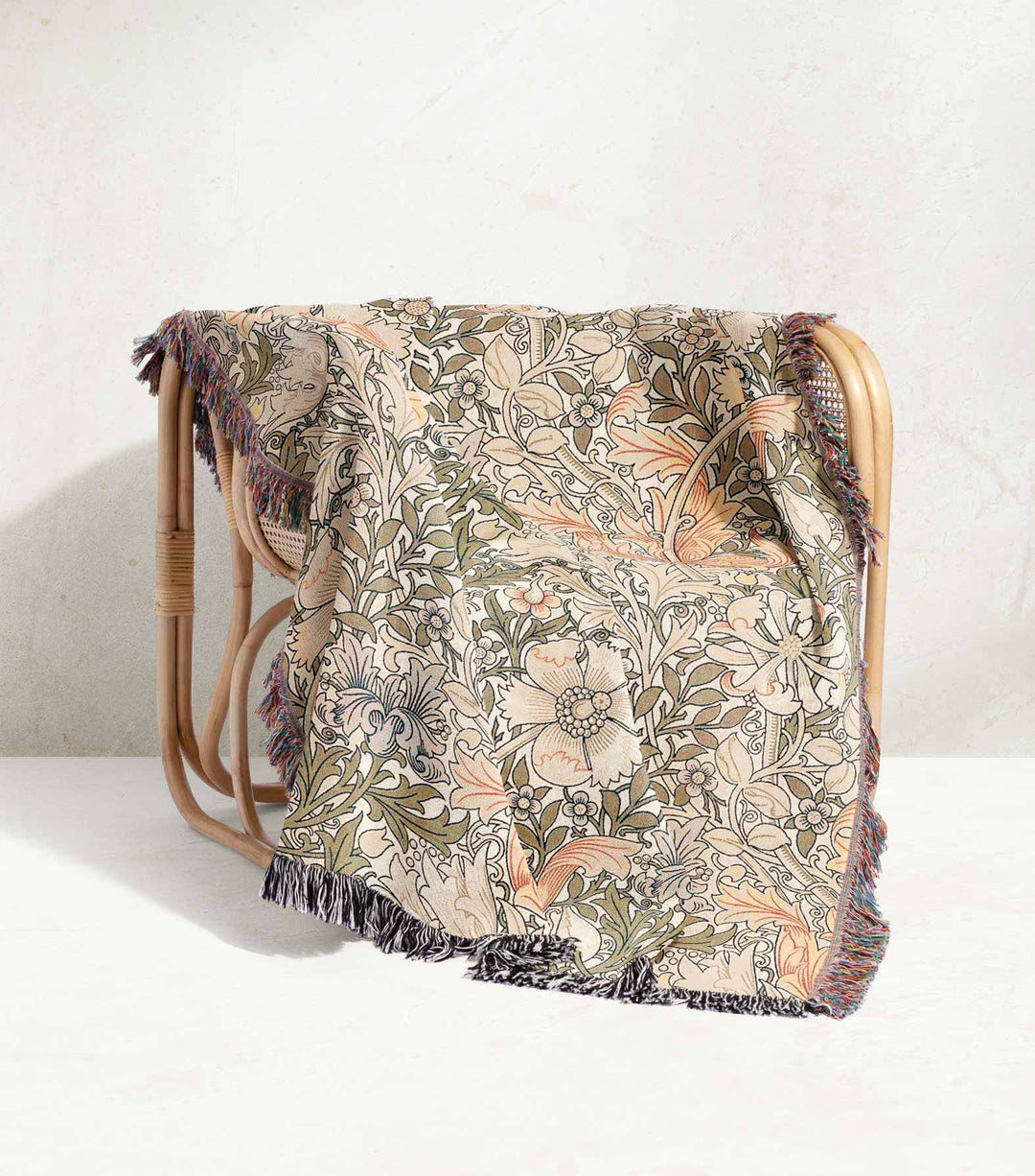 Victorian Poppy Floral Woven Blanket