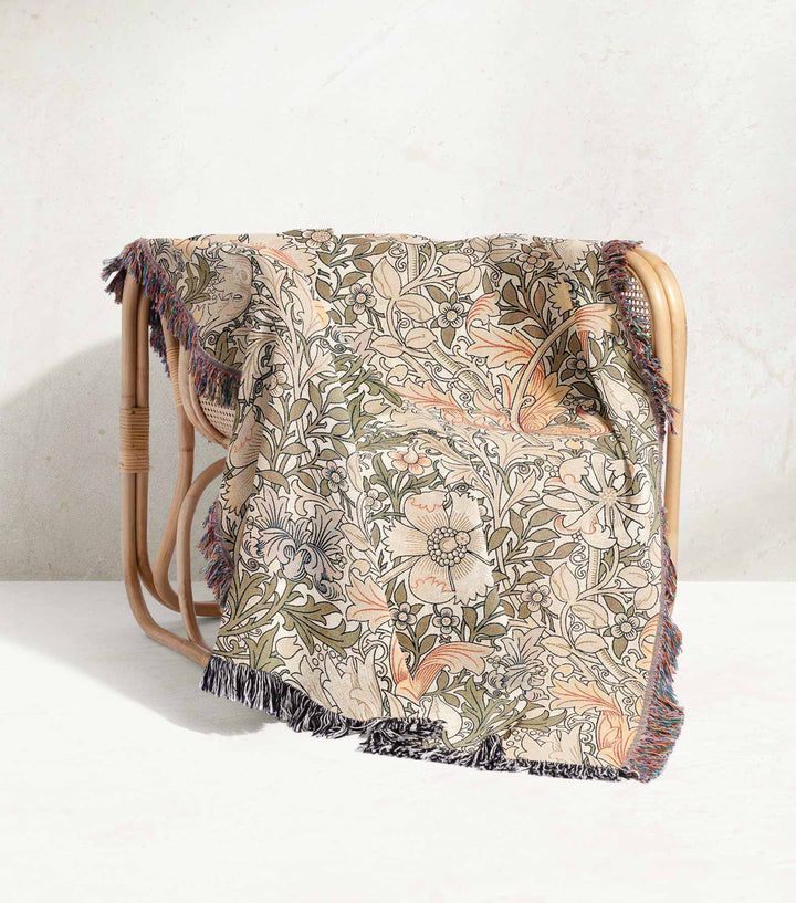 Victorian Poppy Floral Woven Blanket