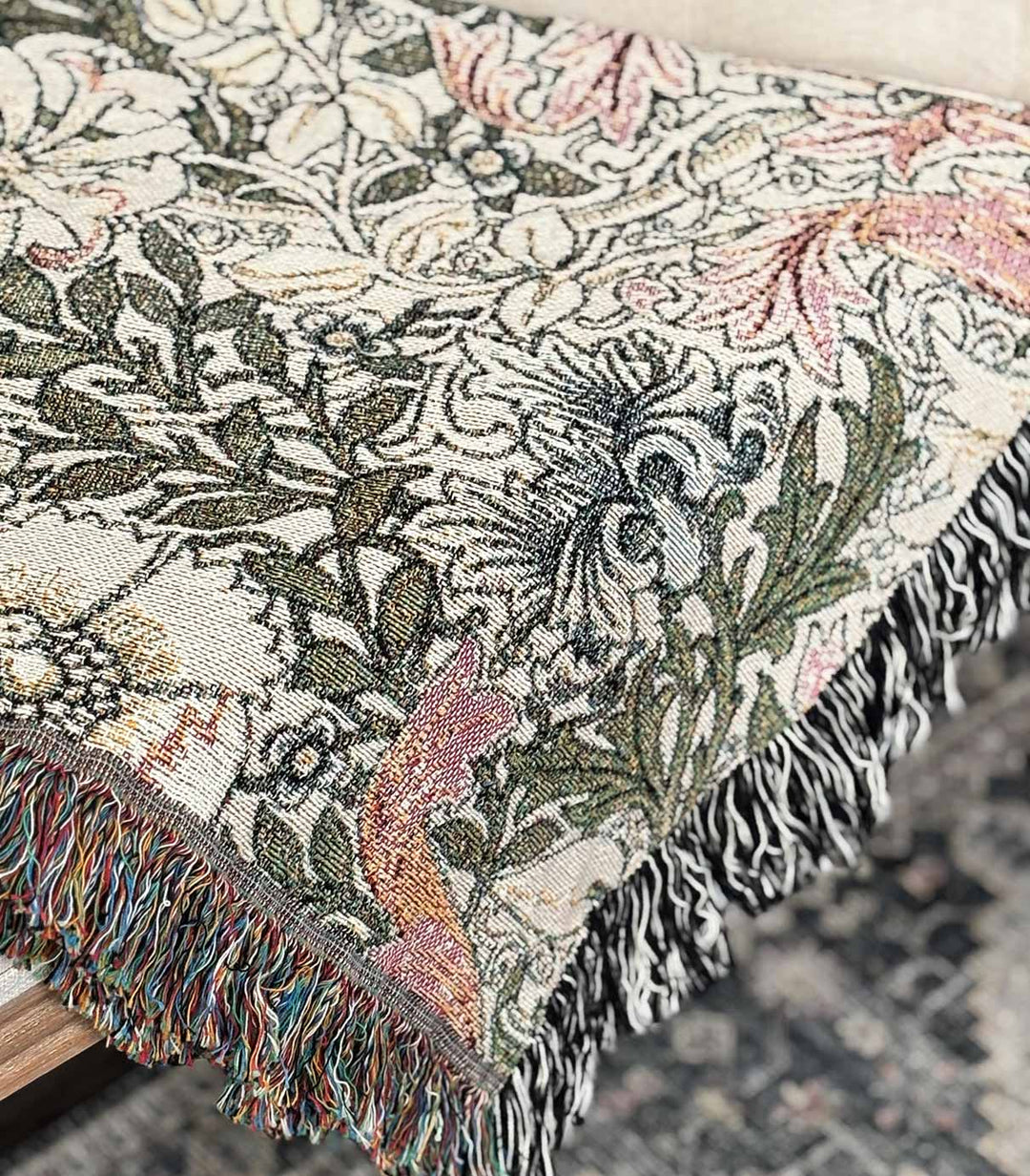 Victorian Poppy Floral Woven Blanket