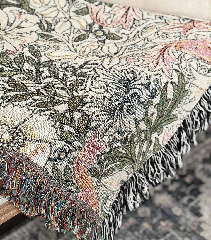 Victorian Poppy Floral Woven Blanket