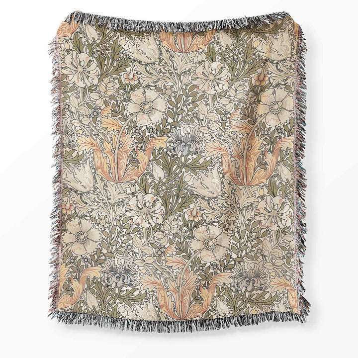 Victorian Poppy Floral Woven Blanket